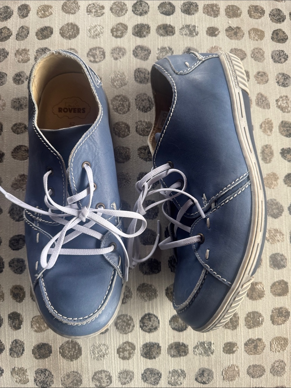 ROVERS made in Portugal size 42Men's Navy Blue Casual Leather Slip-On Lace Shoes